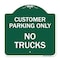 Signmission Reserved Parking Sign Customer Parking No Trucks, Green & White Alum Sign, 18" x 18", GW-1818-23051 A-DES-GW-1818-23051 - alternate 1